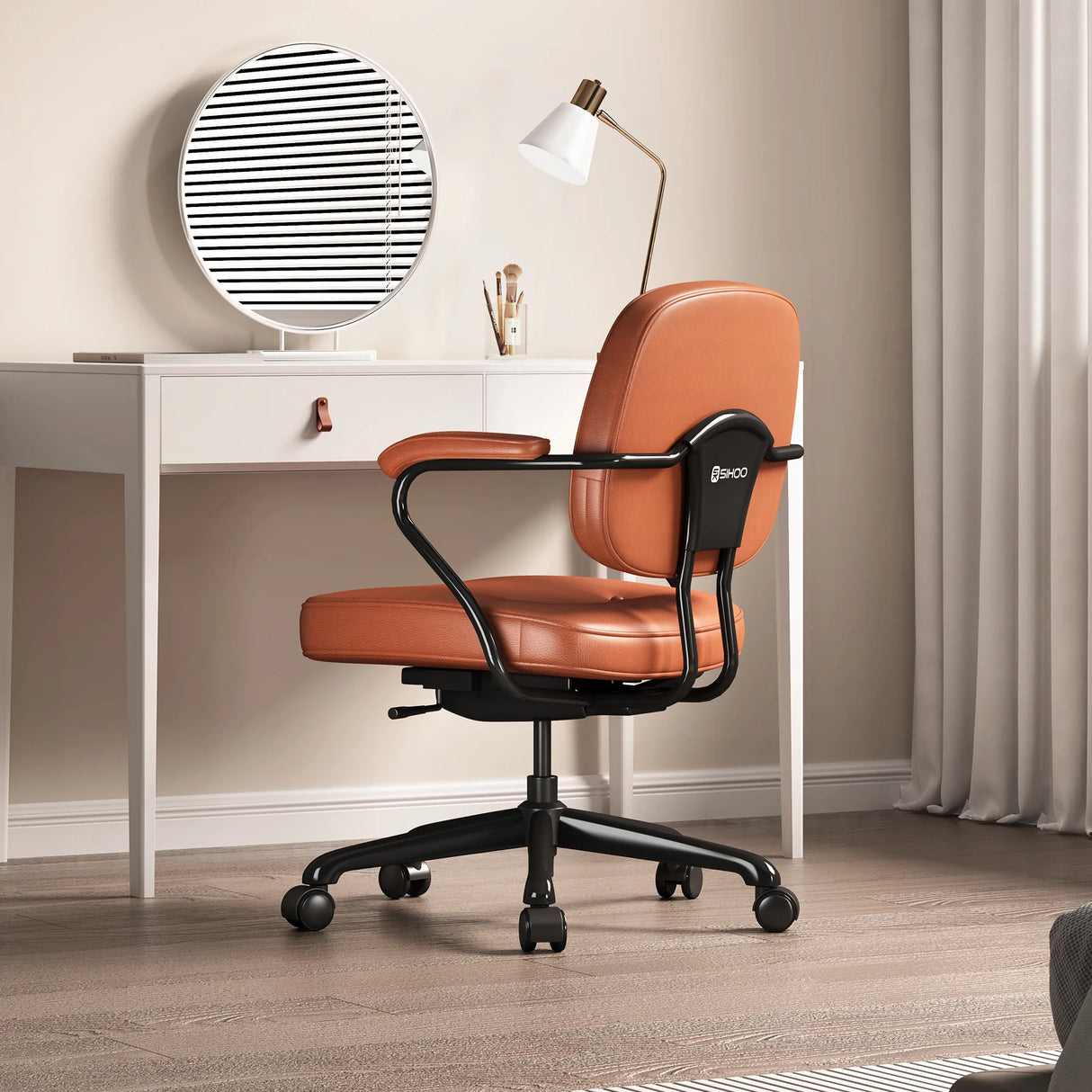 Sihoo L3 Mid-Century Luxury brown Leather Chair – Ergonomic Sihoo L3 Mid-Century Luxury brown Leather Chair – Ergonomic