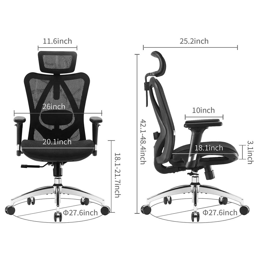 Sihoo M57 Ergonomic Office Chair with built-in footrest - Black Mesh